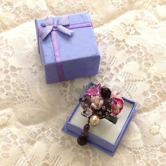 VTG NWOT Girls Women’s Floral Design Adjustable Vintage Copper Ring - Picture 8 of 9